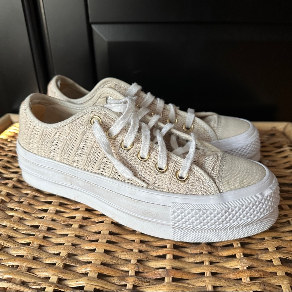 Converse Women's Beige Knit Sneakers